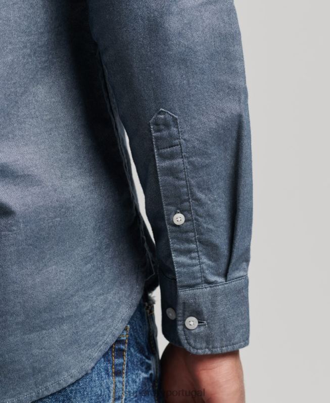 camisa oxford vintage de algodão orgânico homens marinha roupas Superdry 2208H185