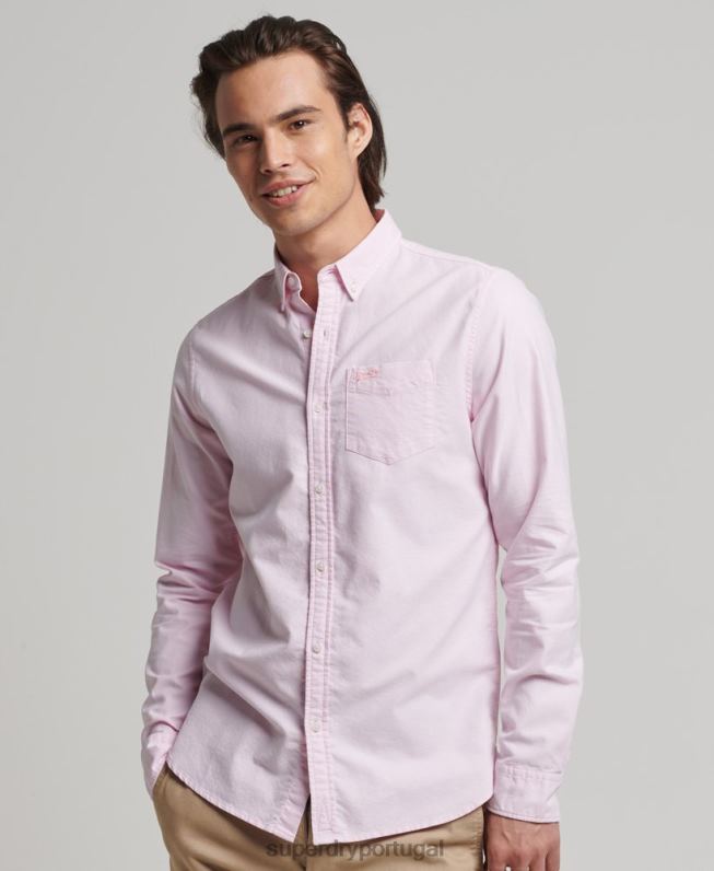 camisa oxford vintage de algodão orgânico homens rosa roupas Superdry 2208H209