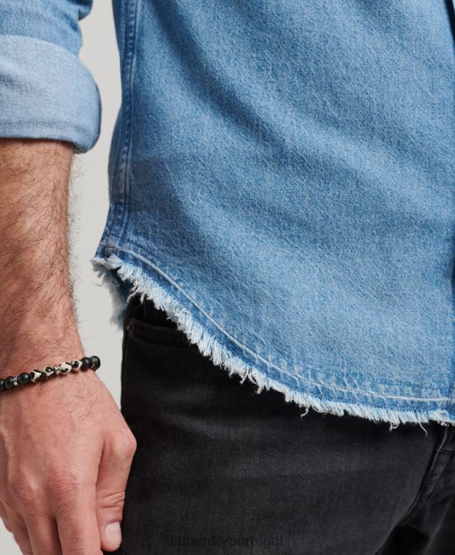 camisa ressurreição homens azul roupas Superdry 2208H219