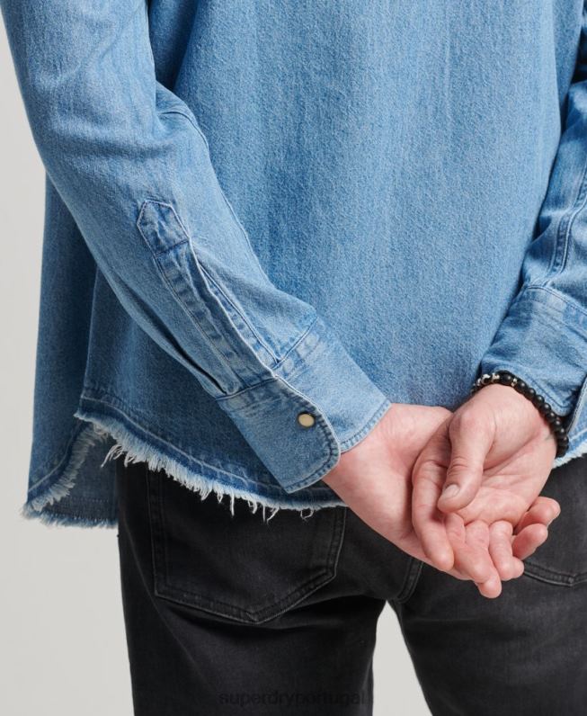 camisa ressurreição homens azul roupas Superdry 2208H219