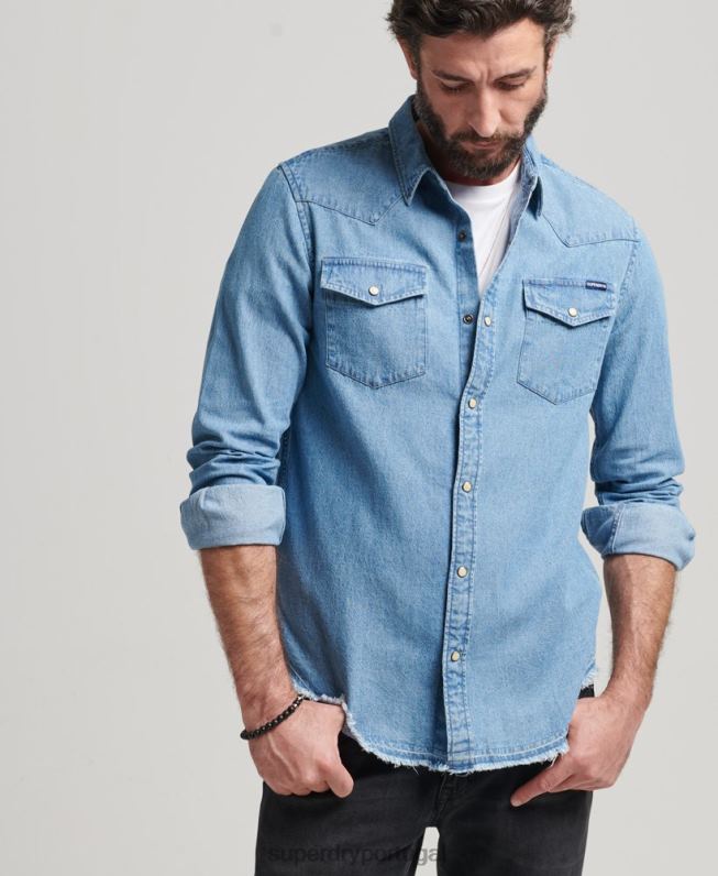 camisa ressurreição homens azul roupas Superdry 2208H219