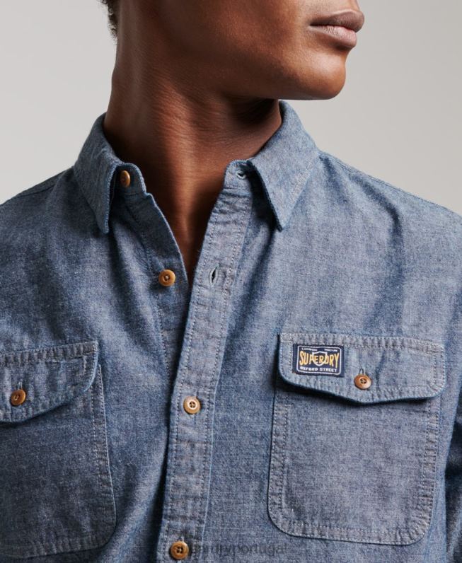 camisa trailsman cambraia homens azul roupas Superdry 2208H84