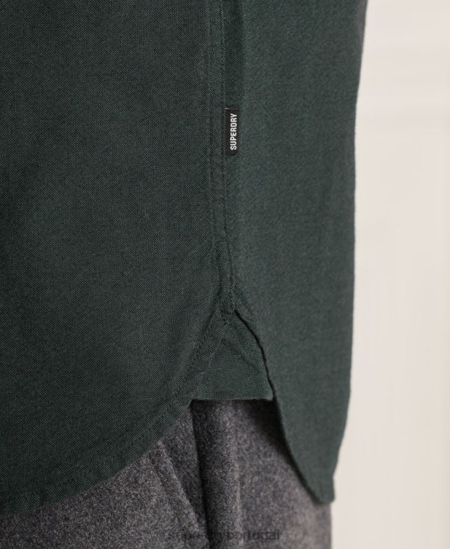 camisa uni oxford de algodão orgânico homens verde roupas Superdry 2208H226