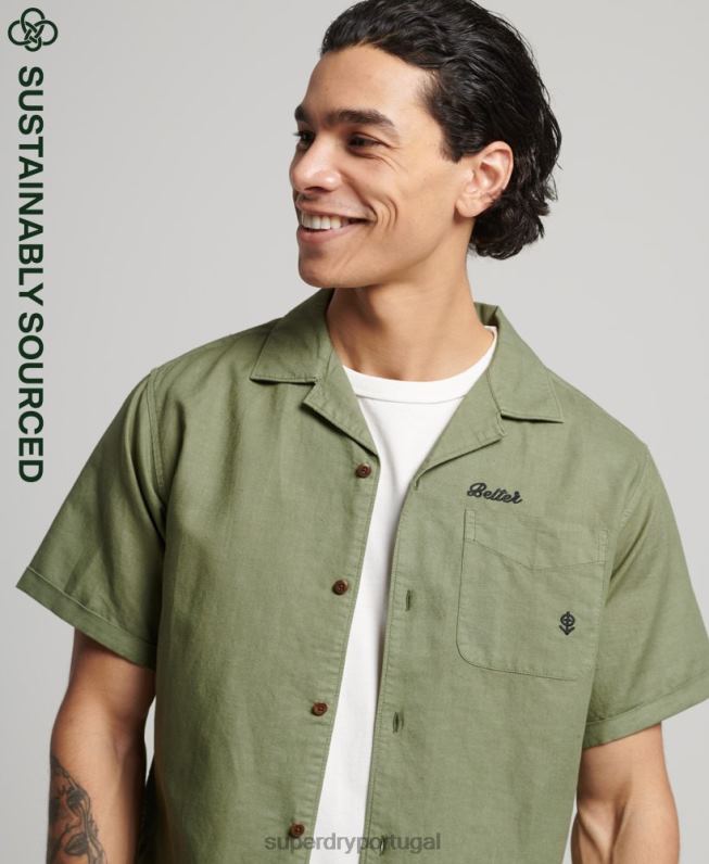 camisa vintage resort homens caqui roupas Superdry 2208H189