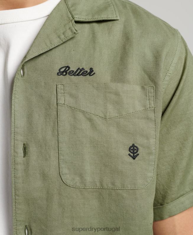 camisa vintage resort homens caqui roupas Superdry 2208H189