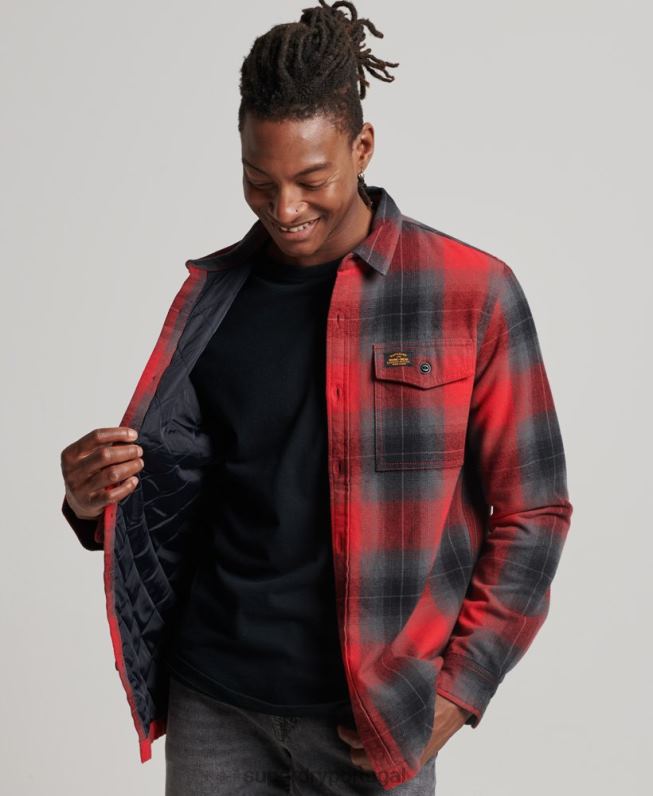 camisa xadrez acolchoada homens vermelho roupas Superdry 2208H6393
