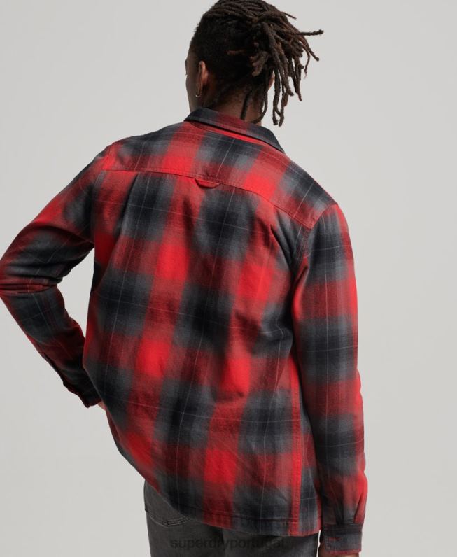camisa xadrez acolchoada homens vermelho roupas Superdry 2208H6393