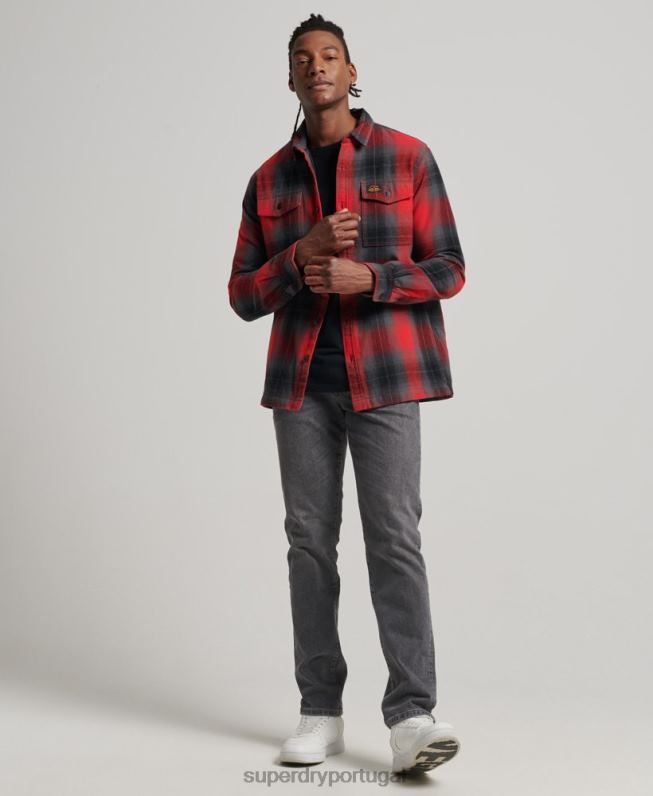 camisa xadrez acolchoada homens vermelho roupas Superdry 2208H6393