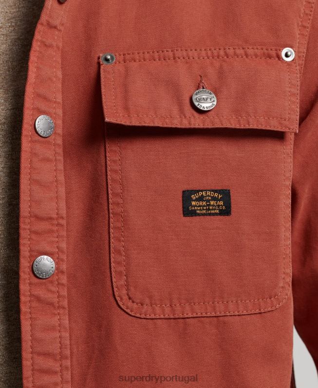 camiseta de lona homens marrom roupas Superdry 2208H141