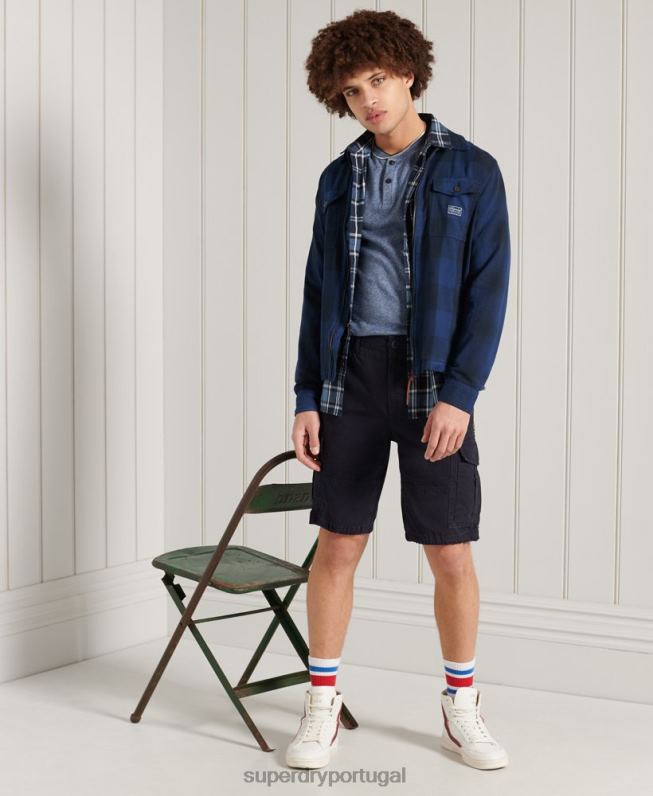camisola de flanela homens azul roupas Superdry 2208H237