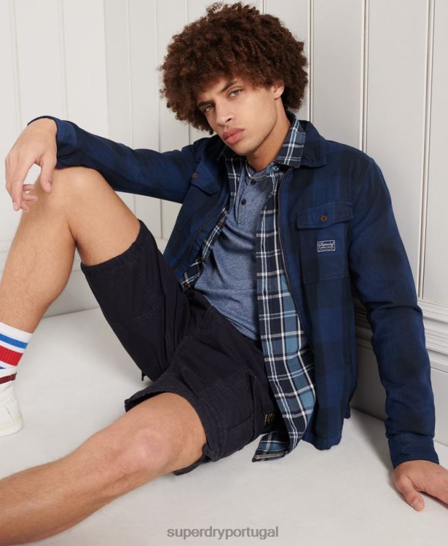 camisola de flanela homens azul roupas Superdry 2208H237