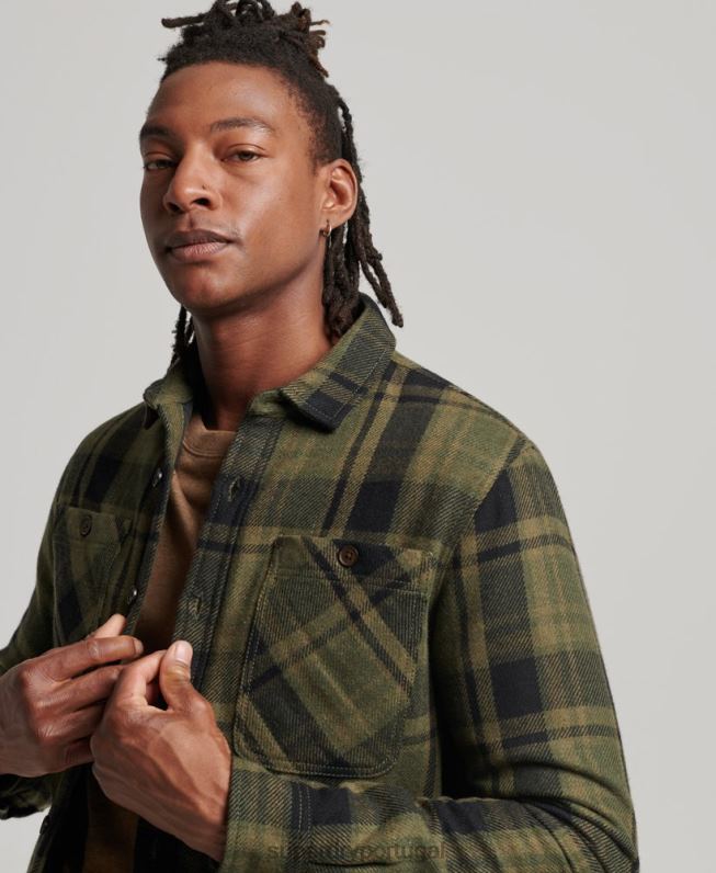 loja mercantil - camisa acolchoada homens verde roupas Superdry 2208H175