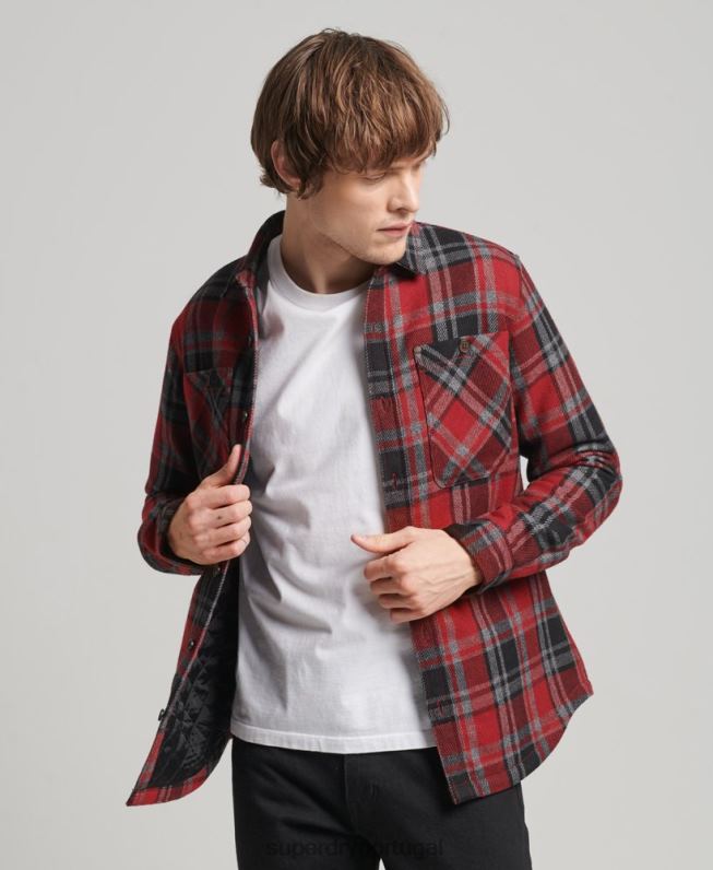 loja mercantil - camisa acolchoada homens vermelho roupas Superdry 2208H146