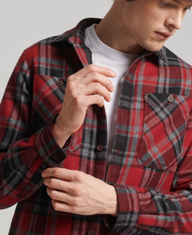 loja mercantil - camisa acolchoada homens vermelho roupas Superdry 2208H146