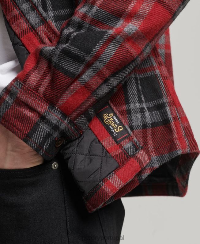 loja mercantil - camisa acolchoada homens vermelho roupas Superdry 2208H146