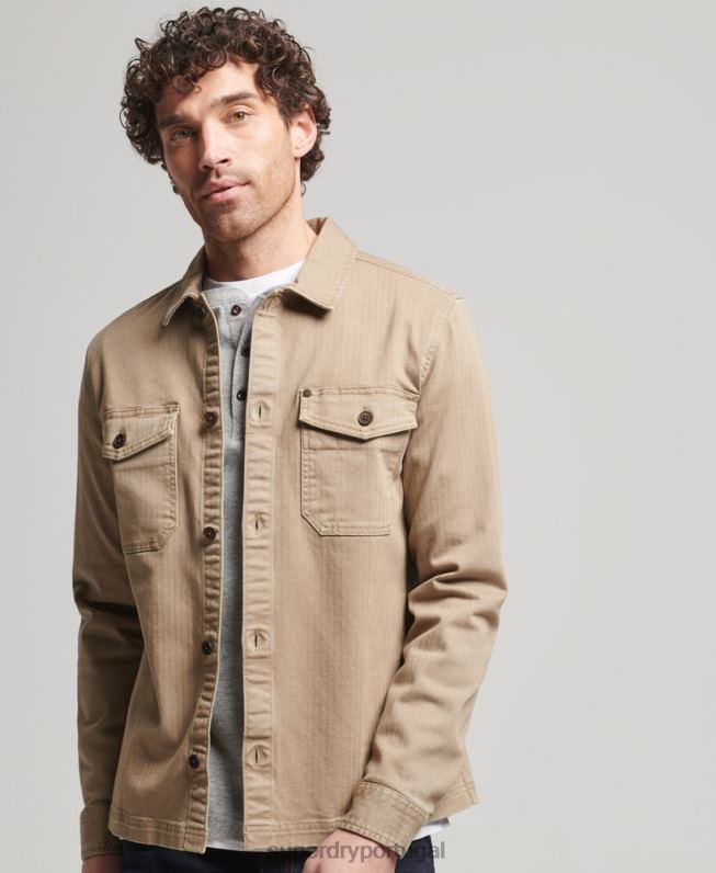 loja mercantil - overshirt espinha de peixe homens bronzeado roupas Superdry 2208H150