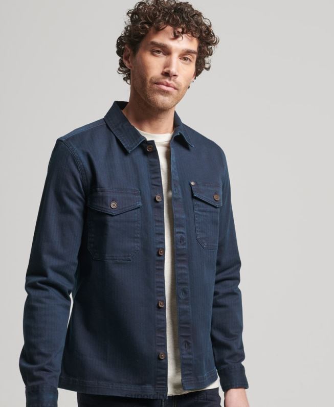 loja mercantil - overshirt espinha de peixe homens marinha roupas Superdry 2208H152