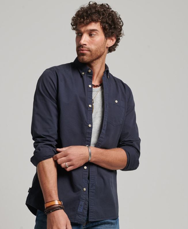 mercante loja - camisa de manga comprida homens marinha roupas Superdry 2208H148