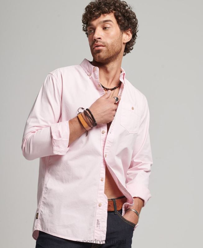 mercante loja - camisa de manga comprida homens rosa roupas Superdry 2208H138