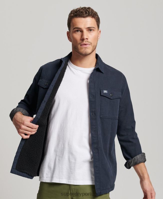 overshirt Miller forrado borg homens marinha roupas Superdry 2208H143