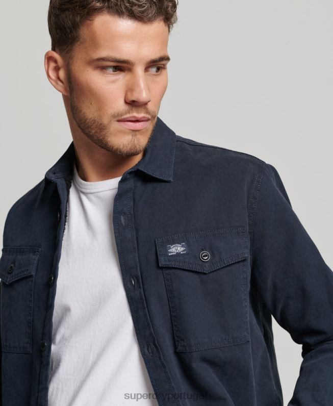 overshirt Miller forrado borg homens marinha roupas Superdry 2208H143