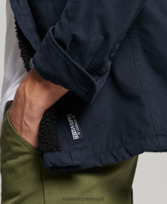 overshirt Miller forrado borg homens marinha roupas Superdry 2208H143