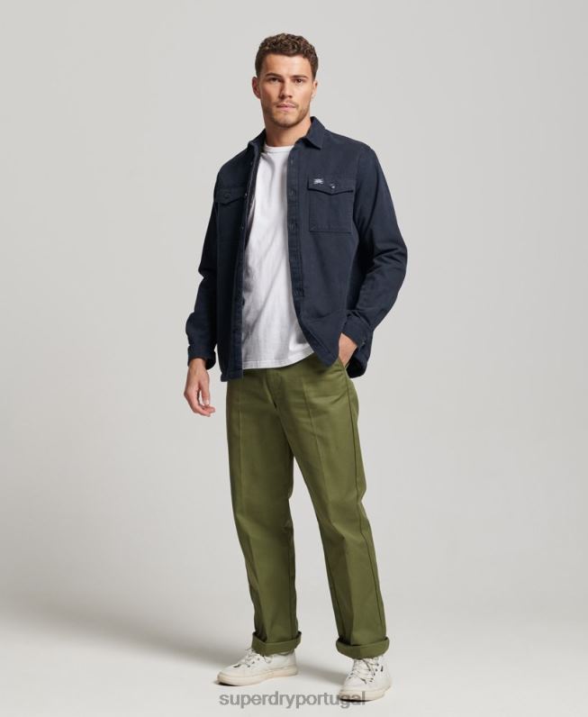 overshirt Miller forrado borg homens marinha roupas Superdry 2208H143