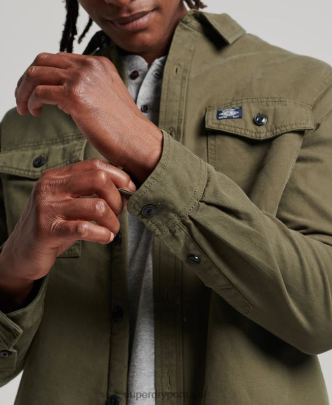 overshirt Miller forrado borg homens verde roupas Superdry 2208H163
