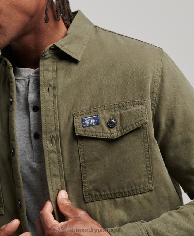 overshirt Miller forrado borg homens verde roupas Superdry 2208H163