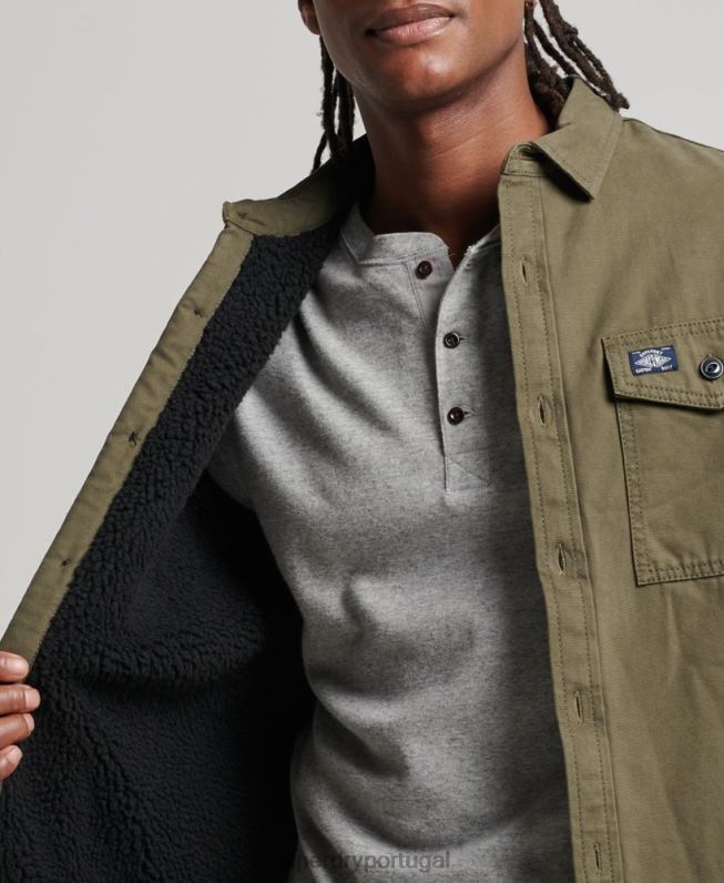 overshirt Miller forrado borg homens verde roupas Superdry 2208H163