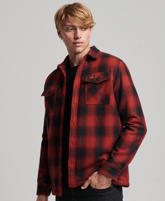 overshirt de lã Miller com forro sherpa homens vermelho roupas Superdry 2208H155