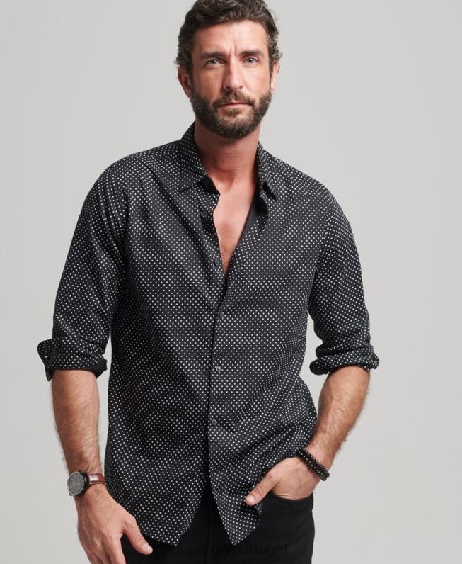 toda a camisa de impressão homens preto roupas Superdry 2208H230
