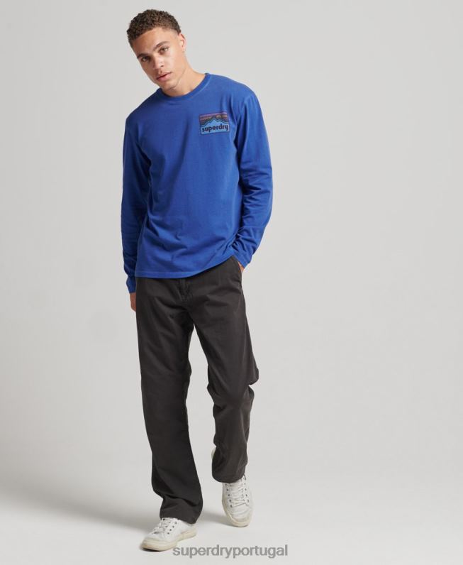 Blusa manga longa estilo anos 90 homens marinha roupas Superdry 2208H6404