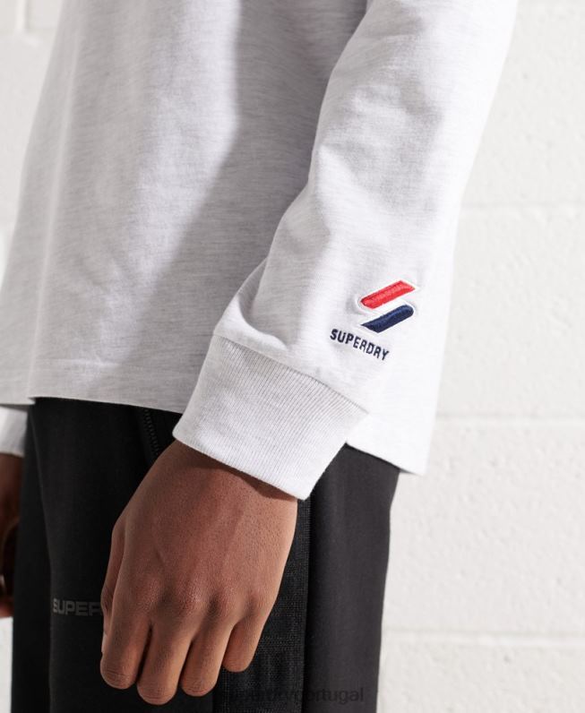 arco do time do colégio top de mangas compridas homens cinza claro roupas Superdry 2208H1551