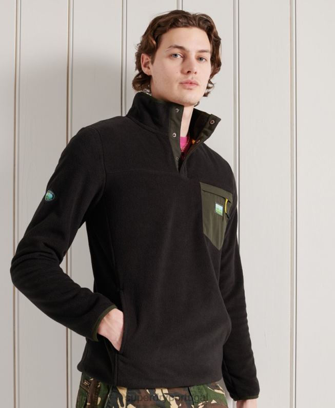 b trail velo polar pop por cima homens preto roupas Superdry 2208H5144