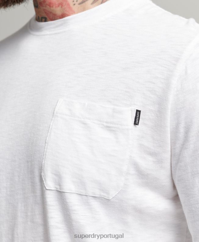 blusa de jérsei de manga comprida de algodão orgânico homens branco roupas Superdry 2208H6435