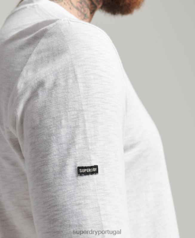 blusa de jérsei de manga comprida de algodão orgânico homens branco roupas Superdry 2208H6435