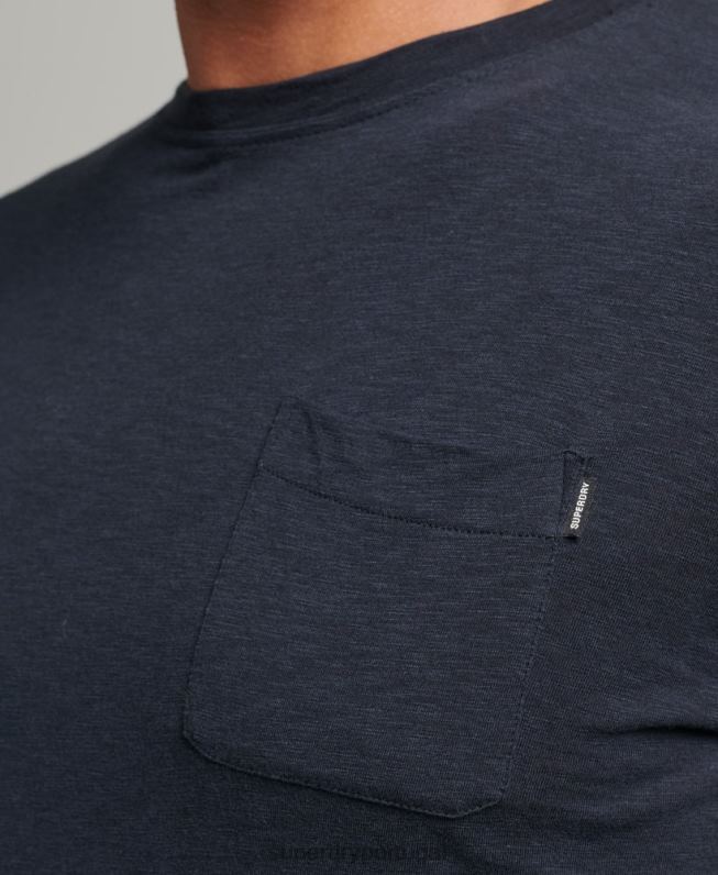 blusa de jérsei de manga comprida de algodão orgânico homens marinha roupas Superdry 2208H6479