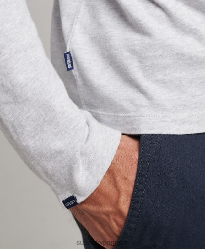 blusa de manga comprida com logo essencial de algodão orgânico homens cinza claro roupas Superdry 2208H1546
