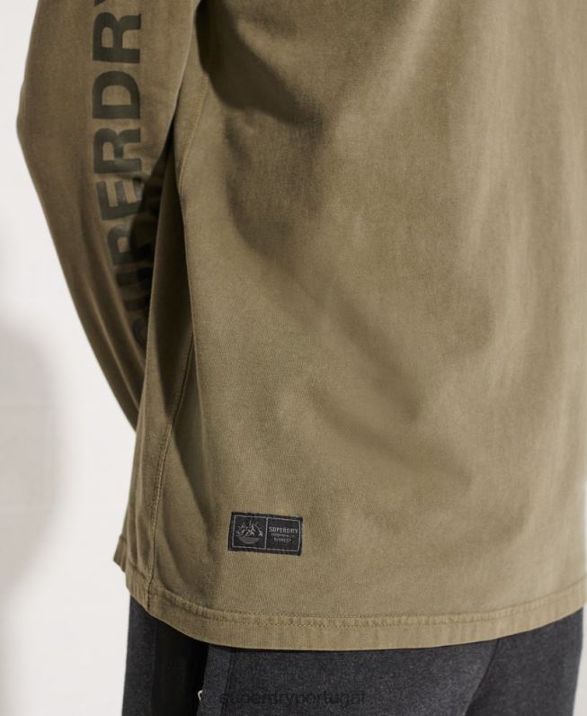 blusa de manga longa com gráfico de expedição homens verde roupas Superdry 2208H1576
