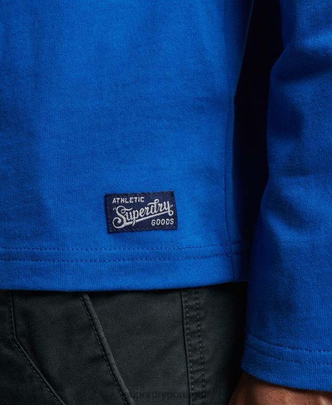 blusa de manga longa interesse com logo vintage homens azul roupas Superdry 2208H1565