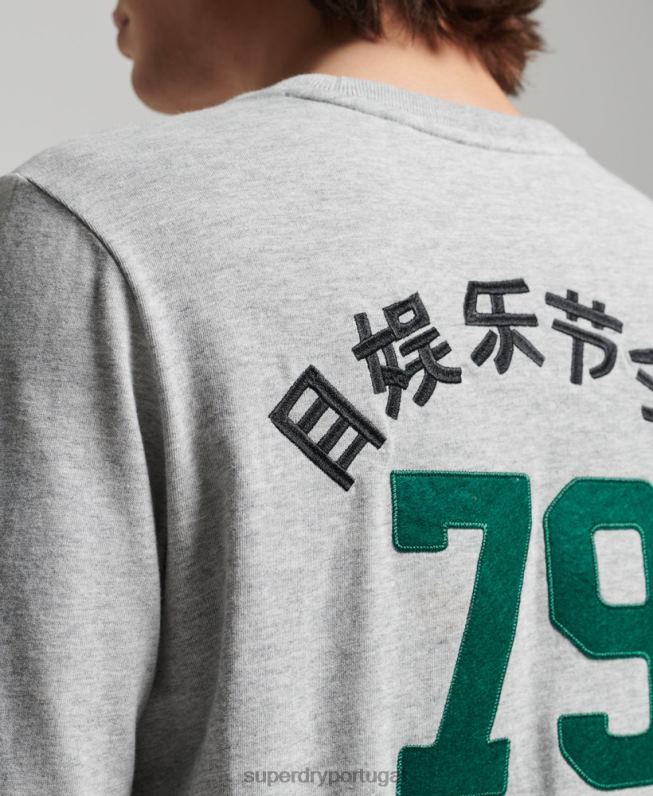 blusa de manga longa interesse com logo vintage homens cinza roupas Superdry 2208H1508