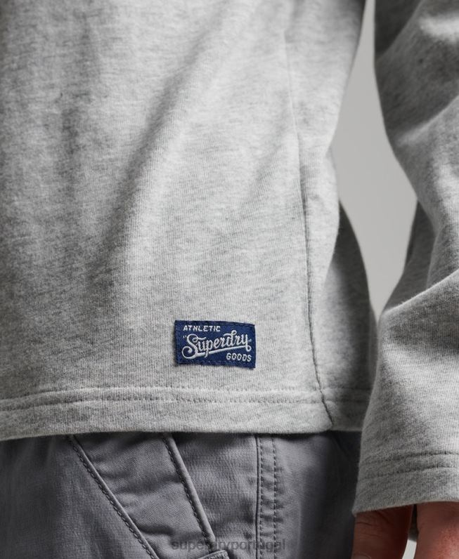 blusa de manga longa interesse com logo vintage homens cinza roupas Superdry 2208H1508