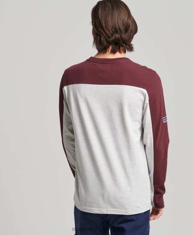 blusa de manga longa para faculdade logo vintage homens cinza claro roupas Superdry 2208H1591