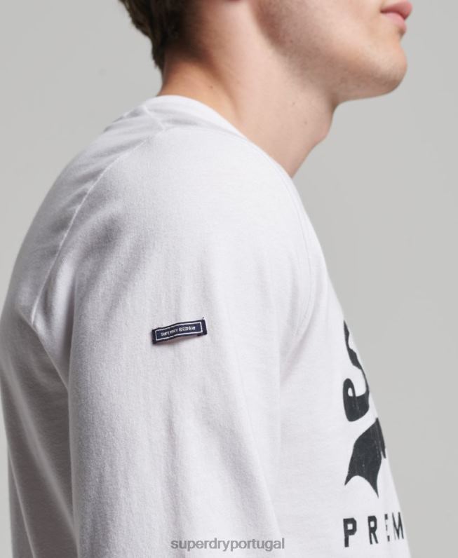 blusa de manga longa vintage com logo vintage homens branco roupas Superdry 2208H1590
