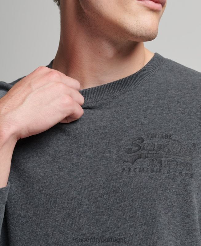blusa de manga longa vintage com logo vintage homens cinza roupas Superdry 2208H1564