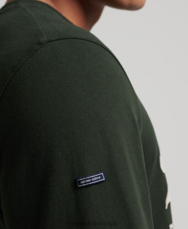 blusa de manga longa vintage com logo vintage homens verde roupas Superdry 2208H1555
