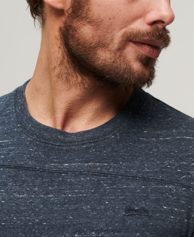 blusa de quarterback com logo vintage de algodão orgânico homens marinha roupas Superdry 2208H1466