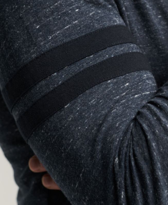 blusa de quarterback com logo vintage de algodão orgânico homens marinha roupas Superdry 2208H1466