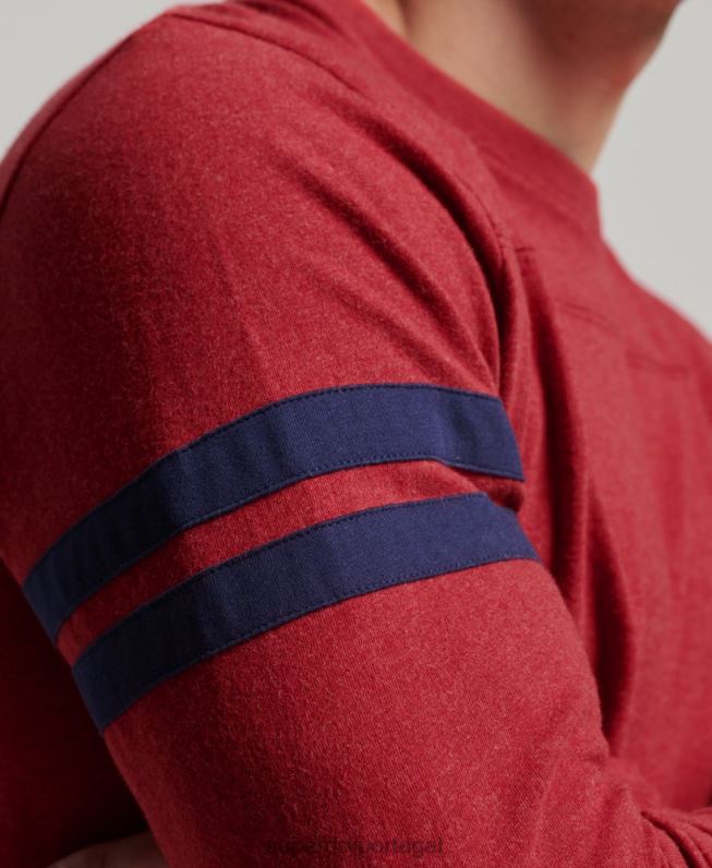 blusa de quarterback com logo vintage de algodão orgânico homens vermelho roupas Superdry 2208H1474